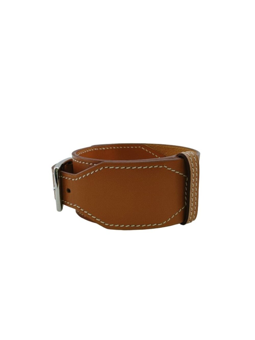 Hermes Etriviere Double Tour Bangle Bracelet Leather Brown